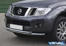 Защита переднего бампера d76+d57 RIVAL Nissan Pathfinder 2010-2014  R.4105.002