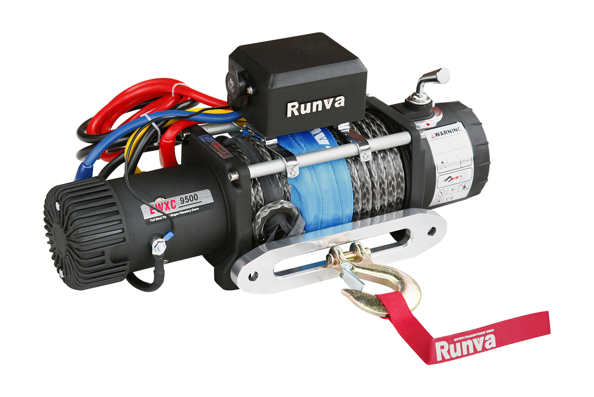 Лебёдка электрическая высокоскоростная 24V Runva 9500 lbs 4350 кг (синтетический трос) EWXC9500SSR24V