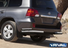 Защита заднего бампера d76+d42 уголки RIVAL Toyota Land Cruiser 200 2011-2015  R.5713.017