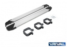 Порог-площадка "Silver" F173AL + комплект крепежа RIVAL Mitsubishi Pajero Sport 2008-2016   F173AL.4003.1