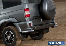 Защита заднего бампера d76+d42 уголки RIVAL UAZ Patriot 2005-2014  R.6301.008