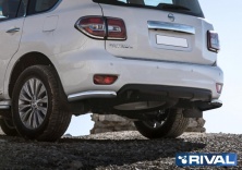 Защита заднего бампера d76 уголки RIVAL Nissan Patrol 2014-  R.4114.009