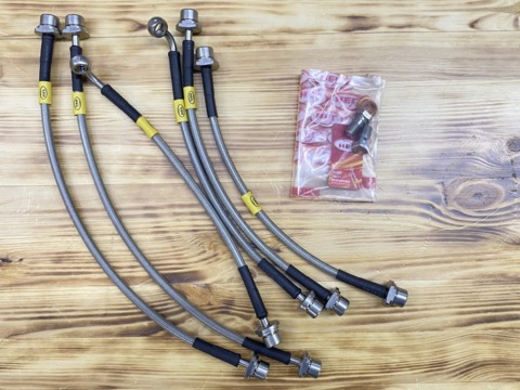 Toyota FJ Cruiser 2006-2022 (под лифт 50мм). Комплект из 6 армированных тормозных шлангов JKH-FJ-6-50