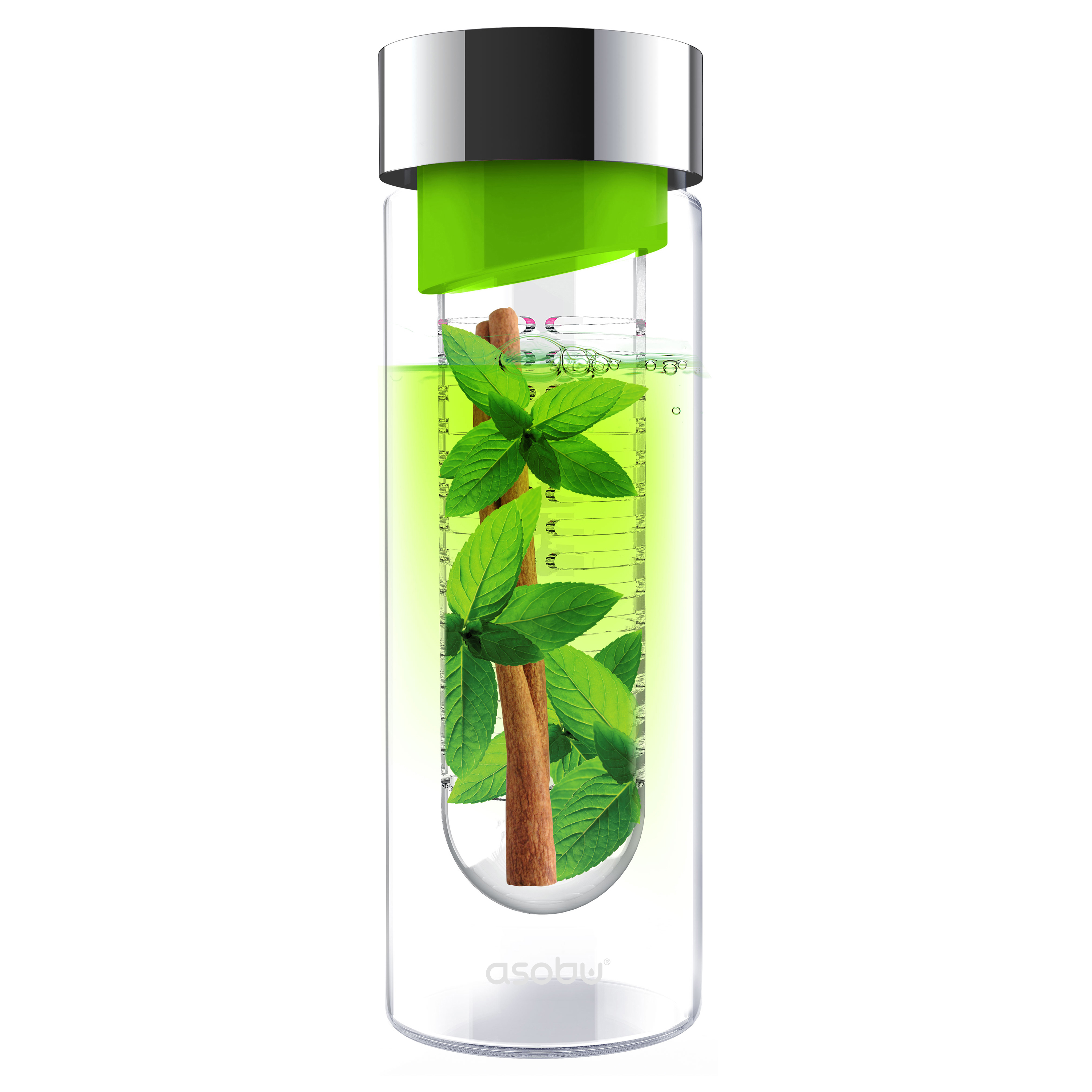 Бутылка FLAVOUR IT, 480 мл, серебряный/ зеленый  SWG11.04/16-GREEN