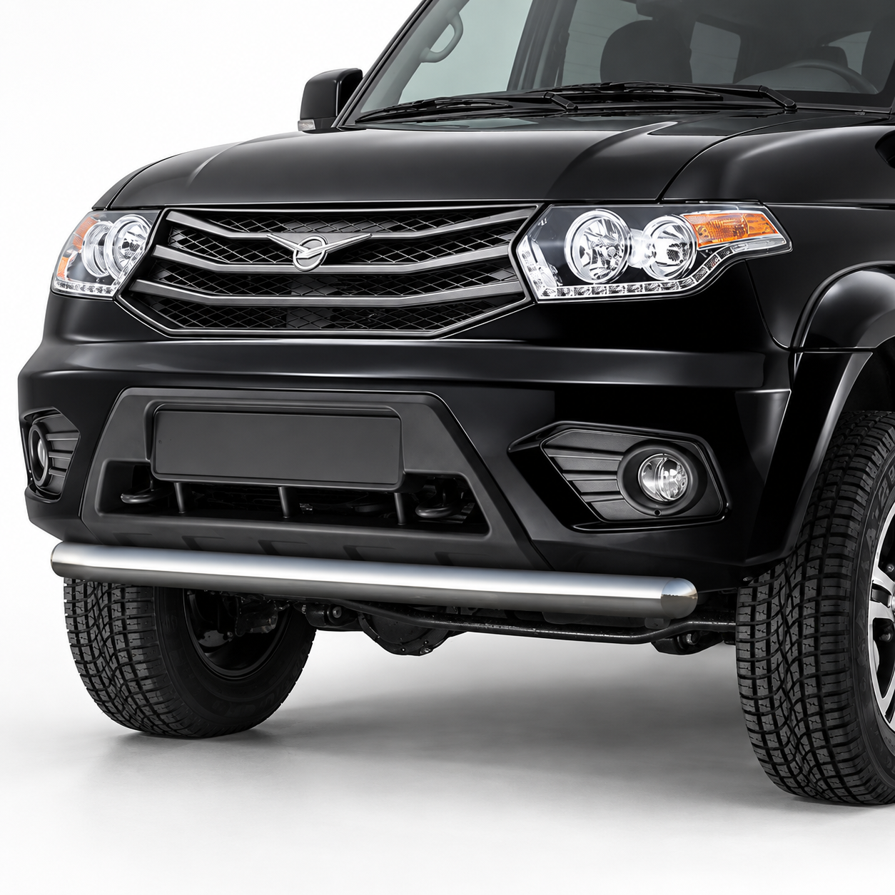 Фото для каталога: Защита переднего бампера d76 Rival UAZ Patriot 2014-2016- R.6302.001