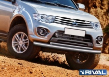 Защита переднего бампера d76+d42 RIVAL Mitsubishi L200 2006-2015 R.4004.016