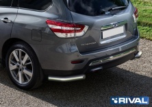 Защита заднего бампера d76 уголки RIVAL Nissan Pathfinder 2014-2016 R.4121.008