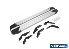 Порог-площадка "Silver" F193AL + комплект крепежа RIVAL Toyota Hilux 2015-  F193AL.5708.1