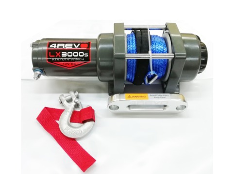 Лебедка для квадроцикла 4REVO LX3000-B 12V с синтетическим тросом 4R-W302B