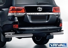 Защита заднего бампера d76+d42 уголки RIVAL Toyota Land Cruiser 200 2015- R.5717.008