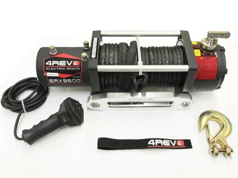 Лебедка автомобильная 4REVO SRX 9500 12В синтетический трос 4R-W093B-12