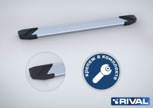 Порог-площадка "Silver" F193AL + комплект крепежа RIVAL Mitsubishi L200  F193AL.4003.1