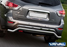 Защита заднего бампера d57 волна RIVAL Nissan Pathfinder 2014-2016 R.4121.007