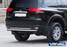 Защита заднего бампера d76+d42 RIVAL Mitsubishi Pajero Sport 2008-2013-2016 R.4007.009