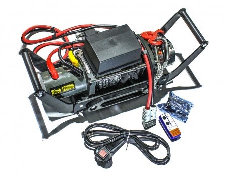 Лебедка переносная ELECTRIC Winch EW 12000 (12В) с синтетическим тросом крепление под квадрат, вариант 2