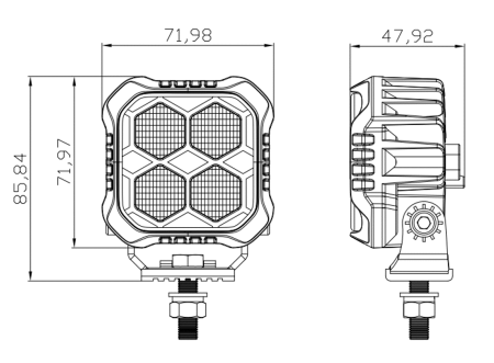 Светодиодная фара дальнего света РИФ 72x72x48 мм 20W LED W1420S-HF