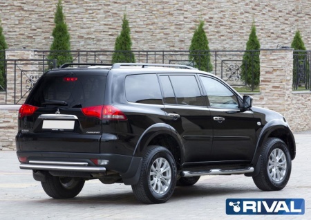 Защита заднего бампера d76+d42 RIVAL Mitsubishi Pajero Sport 2008-2013-2016 R.4007.009