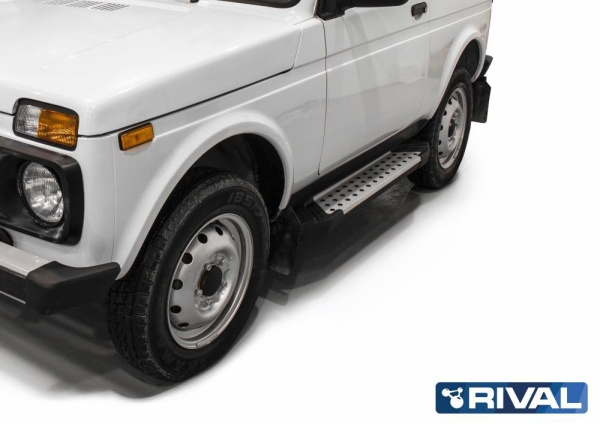 Порог-площадка "BMW-Style" D128AL + комплект крепежа RIVAL Lada 4x4  D128AL.6004.1