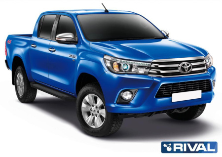 Порог-площадка "Black" F193ALB + комплект крепежа RIVAL Toyota Hilux 2015-  F193ALB.5708.1