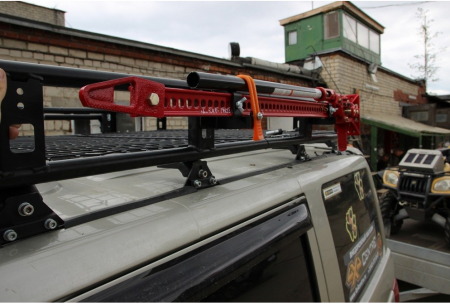 Крепление реечного домкрата на экспедиционный багажник RIVAL UAZ Patriot D.6311.1