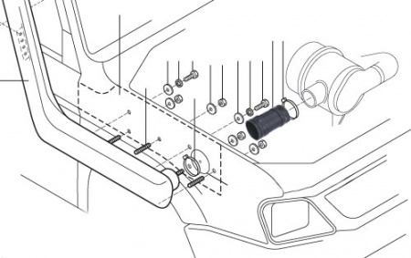 Шноркель SAFARI Mitsubishi Triton(L200) MK 10/96-10/06 c моторами 4M40-T, 4M40   SS650R