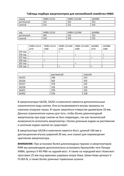 Амортизатор РИФ Шеви-Нива передний, усиленный штатный и лифт 50мм  SA257