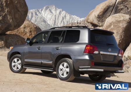 Защита заднего бампера d76+d42 уголки RIVAL Toyota Land Cruiser 200 2011-2015  R.5713.017