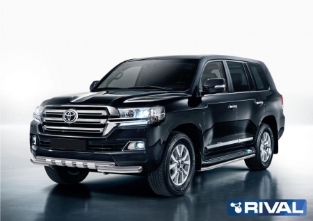Защита переднего бампера d76+d57 с профильной защитой картера RIVAL Toyota Land Cruiser 200 2015- R.5717.004
