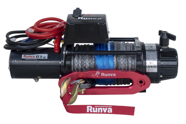 Лебёдка электрическая 12V Runva 12500 lbs 5670 кг (влагозащищенная) синтетический трос EWB12500SSR