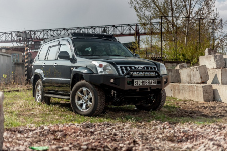 Бампер передний Toyota Land Cruiser Prado 120 REVO под балку и ПТФ STC-TLCP120-BFR-C1-L1L4