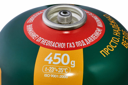 Баллон газовый резьбовой TOURIST STANDARD для портативных приборов 450 г.  TBR-450