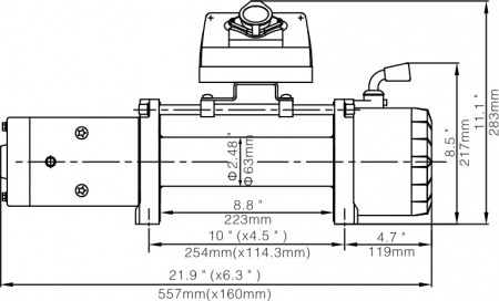 Лебёдка электрическая 12V Runva 10000lbs, 4500кг   EWX10000S