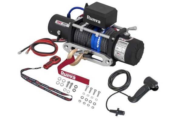 Лебёдка электрическая 24V Runva 9500 lbs 4350 кг (синтетический трос) EWX9500SSR24V