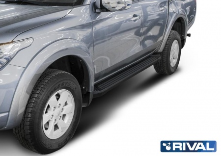 Порог-площадка "Black" F193ALB + комплект крепежа RIVAL Mitsubishi L200  F193ALB.4003.1