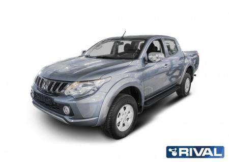 Порог-площадка "Black" F193ALB + комплект крепежа RIVAL Mitsubishi L200  F193ALB.4003.1