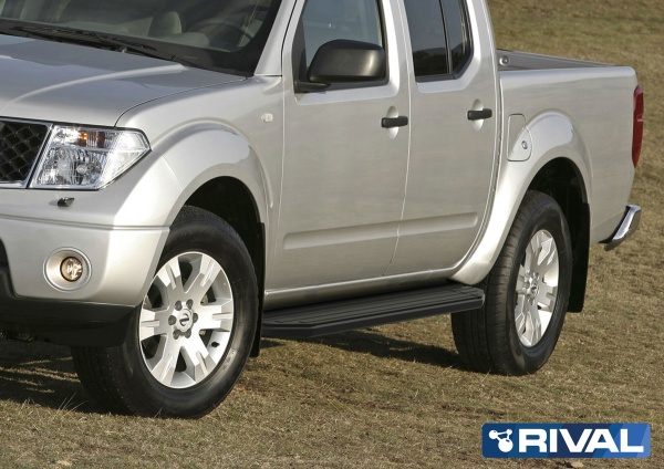 Порог-площадка "Premium-Black" A173ALB + комплект крепежа RIVAL Nissan Pathfinder  A173ALB.4105.1