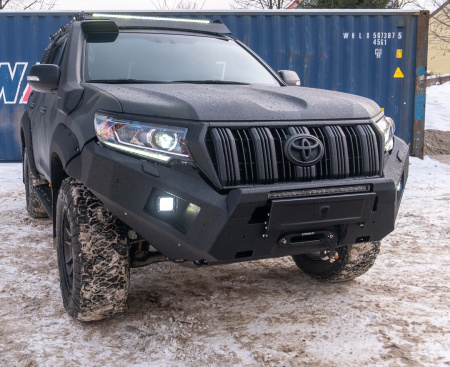 Бампер передний Toyota Land Cruiser Prado 150 2017-2024 REVO под балку и ПТФ STC-TLCP150/17-BFR-C1-L1L4
