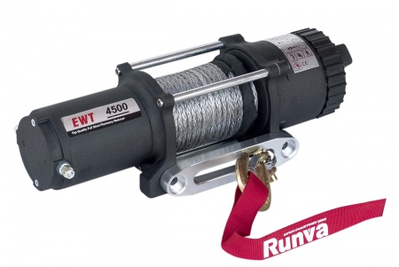 Лебёдка электрическая 12V Runva 4500Albs, синтетический трос   EWT4500ASR