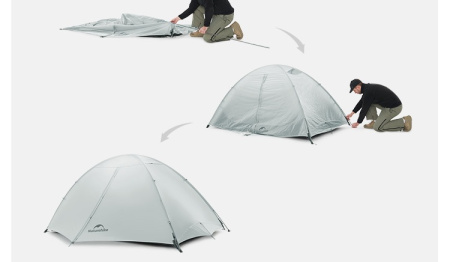 Палатка Naturehike Jiling UL 1-местная, алюминиевый каркас, сверхлегкая, серая CNK2650WS015-1MRG