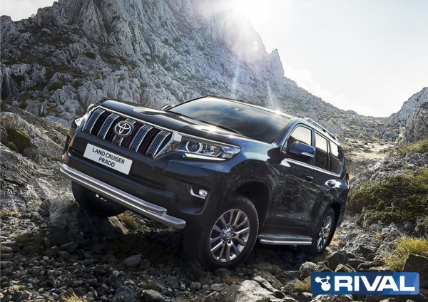 Защита переднего бампера d76+d57 RIVAL Toyota Land Cruiser 150 Prado 2017-  R.5721.001