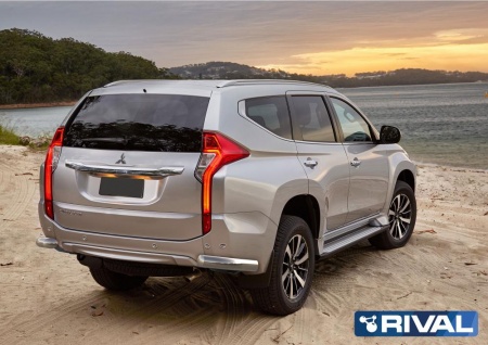 Защита заднего бампера  d76 уголки RIVAL Mitsubishi Pajero Sport 2016-  R.4012.008