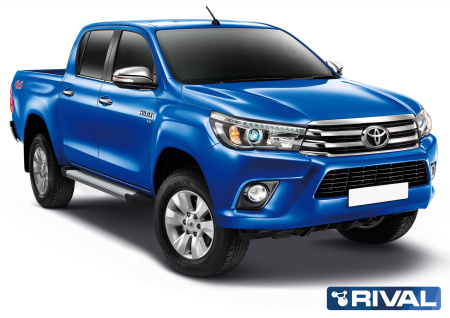 Порог-площадка "Silver" F193AL + комплект крепежа RIVAL Toyota Hilux 2015-  F193AL.5708.1