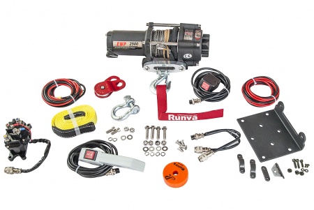 Лебёдка электрическая 12V Runva 2500A lbs 1140 кг (синтетический трос) EWP2500ASR