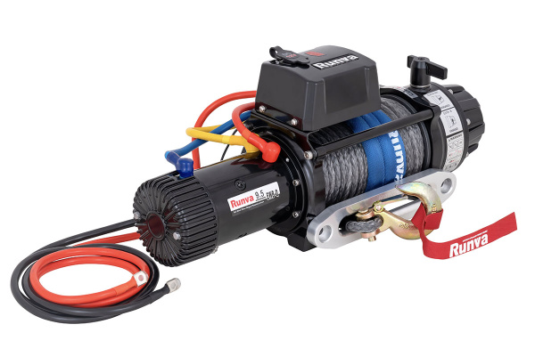 Лебёдка электрическая высокоскоростная 12V Runva 9500 lbs 4350 кг, влагозащищенная, синтетический трос EWB9500S-Q