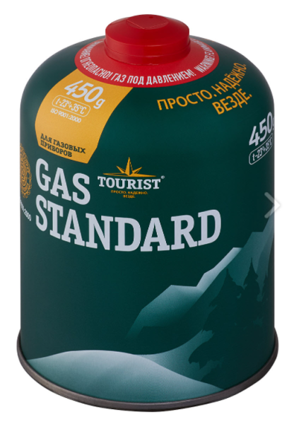 Баллон газовый резьбовой TOURIST STANDARD для портативных приборов 450 г.  TBR-450