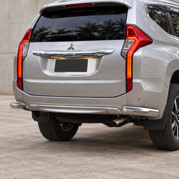 Фото для каталога: Защита заднего бампера d76 уголки Rival Mitsubishi Pajero Sport 2016- R.4012.008