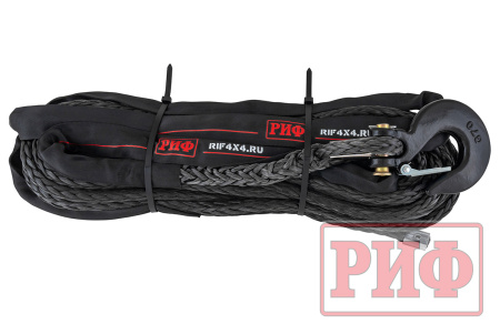 Трос для лебёдки синтетический РИФ 14 мм/22 м черный (готовый) Rope14mm22mBL