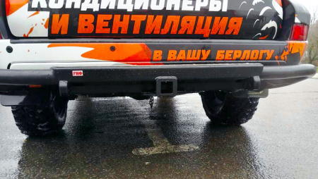 Бампер задний силовой/защита штатного бампера РИФ Toyota Land Cruiser Prado 120 c квадратом под фаркоп RIF120-21170
