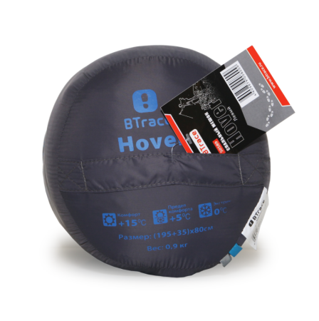 Мешок спальный BTrace Hover (Левый,Серый/Синий), (ТК: +5°C)  S0589