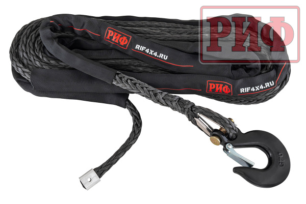 Трос для лебёдки синтетический РИФ 14 мм/22 м черный (готовый) Rope14mm22mBL